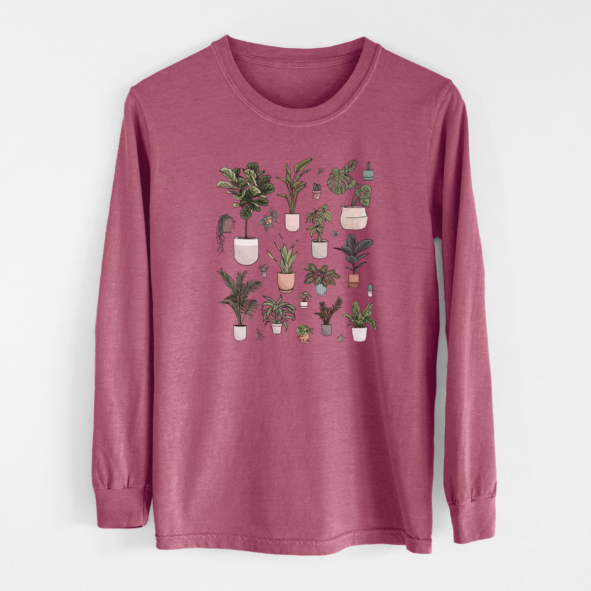 Collection of Houseplants - Men&#39;s Heavyweight 100% Cotton Long Sleeve