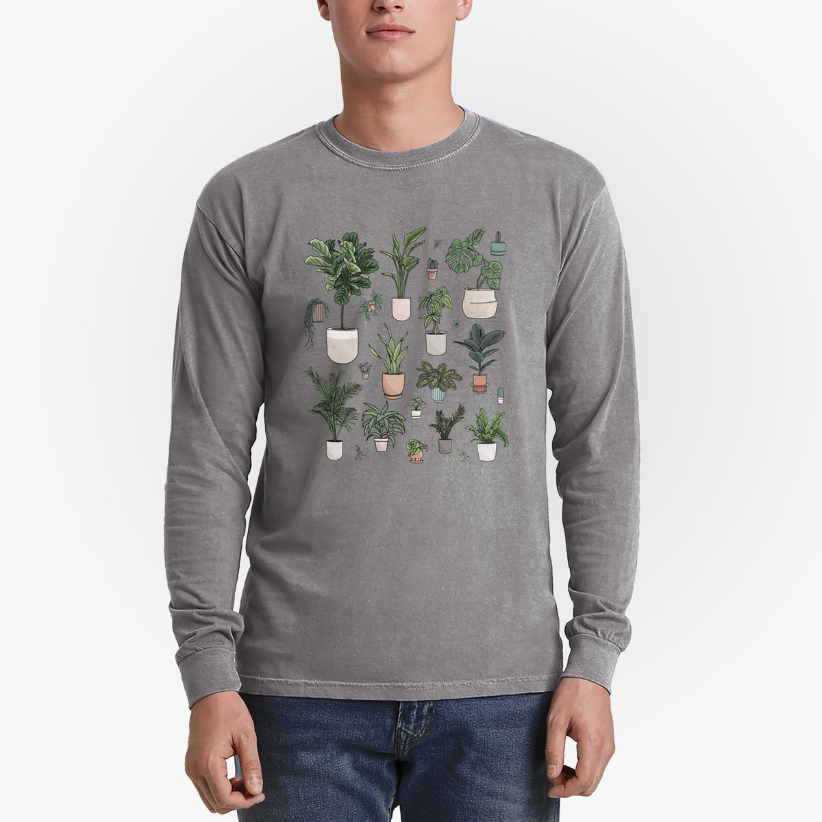 Collection of Houseplants - Men&#39;s Heavyweight 100% Cotton Long Sleeve