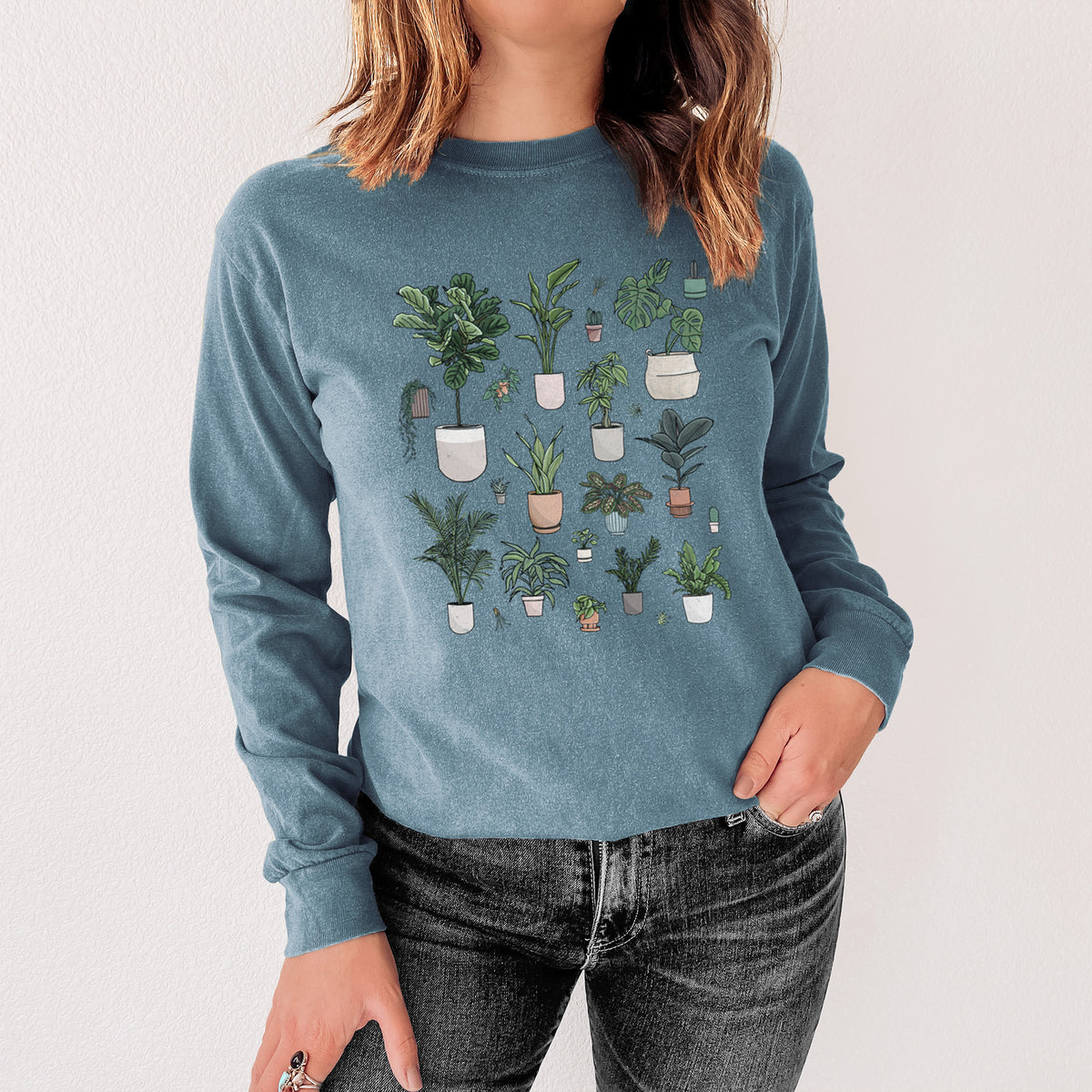 Collection of Houseplants - Men&#39;s Heavyweight 100% Cotton Long Sleeve