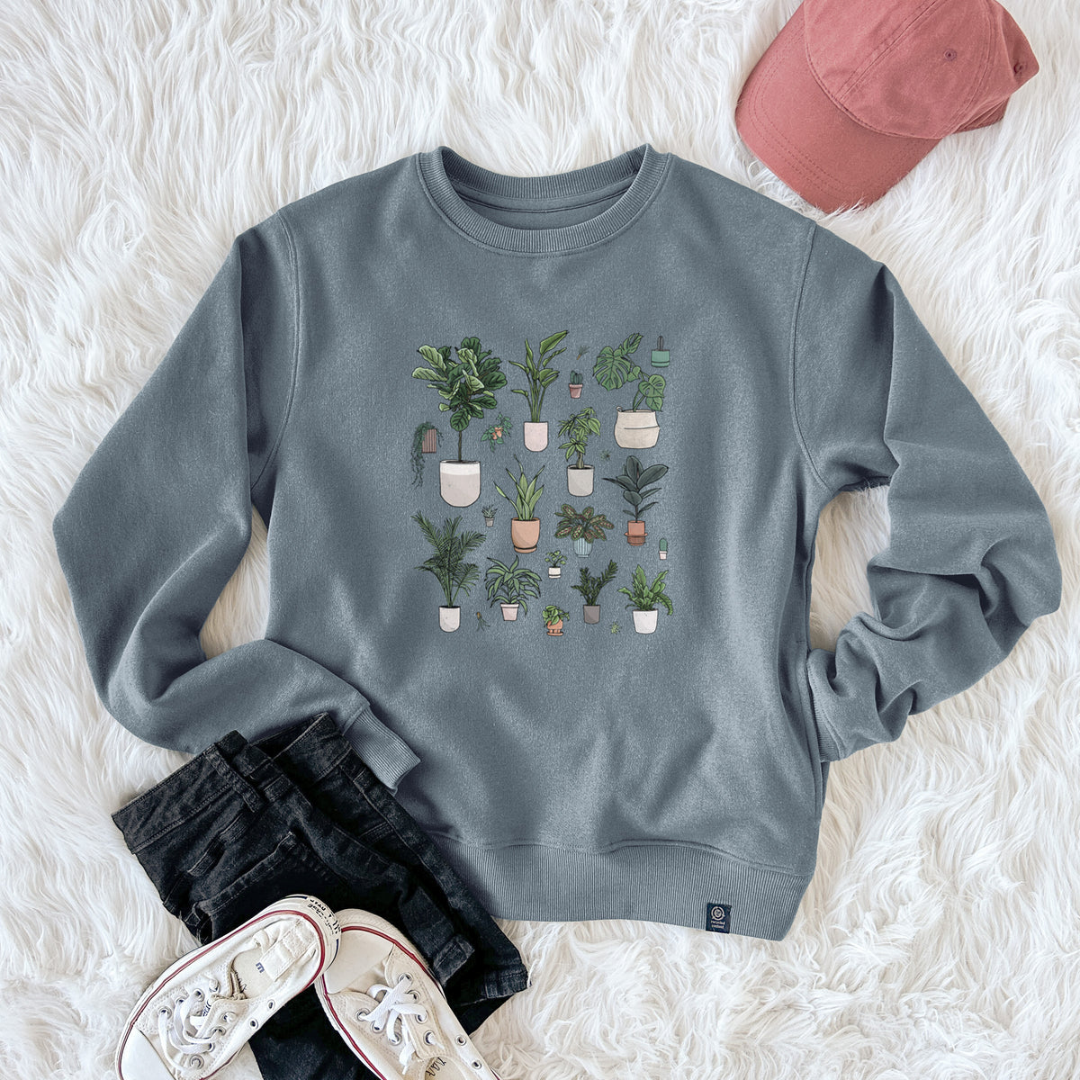 Collection of Houseplants  - Unisex Reclaimed Crewneck Sweatshirt