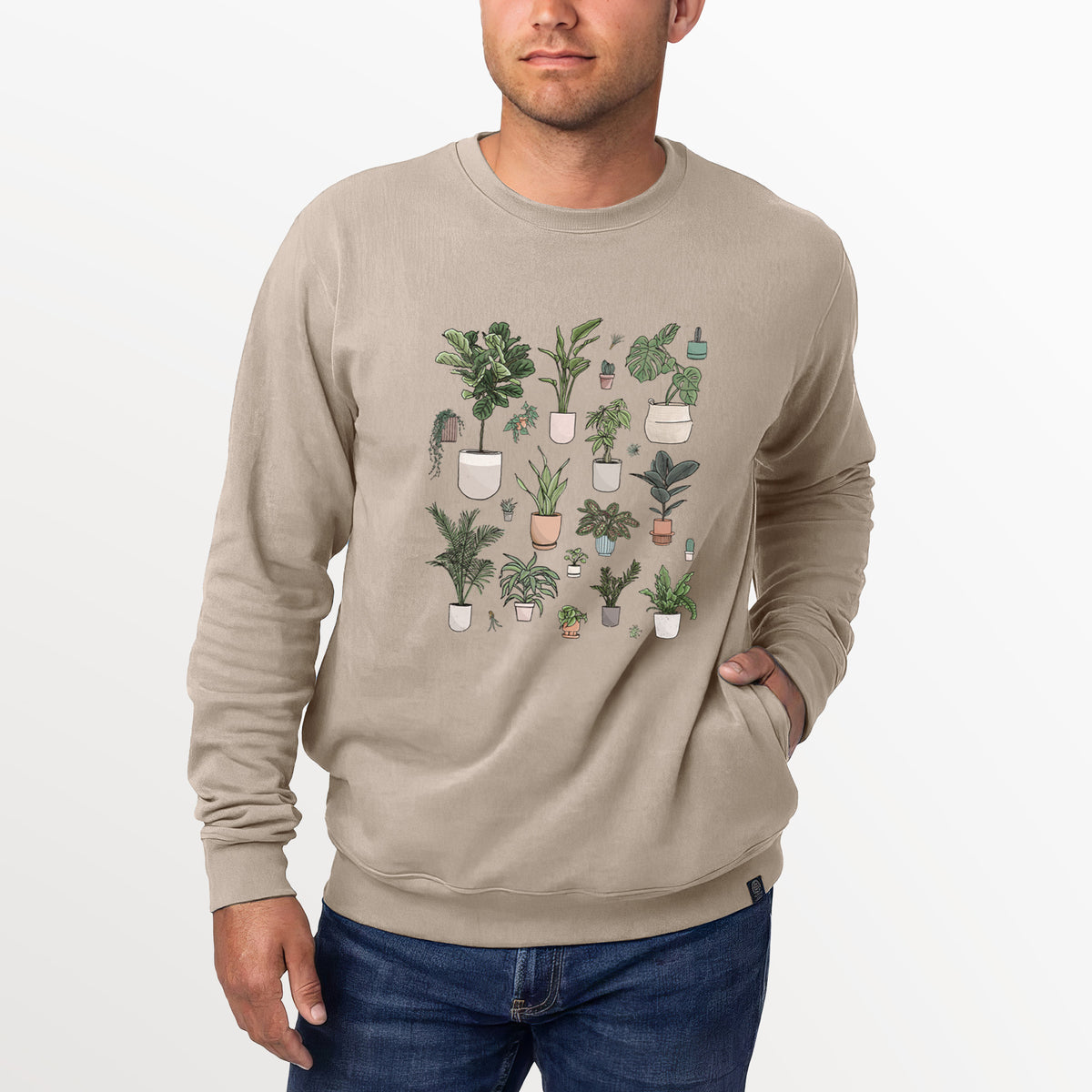 Collection of Houseplants  - Unisex Reclaimed Crewneck Sweatshirt