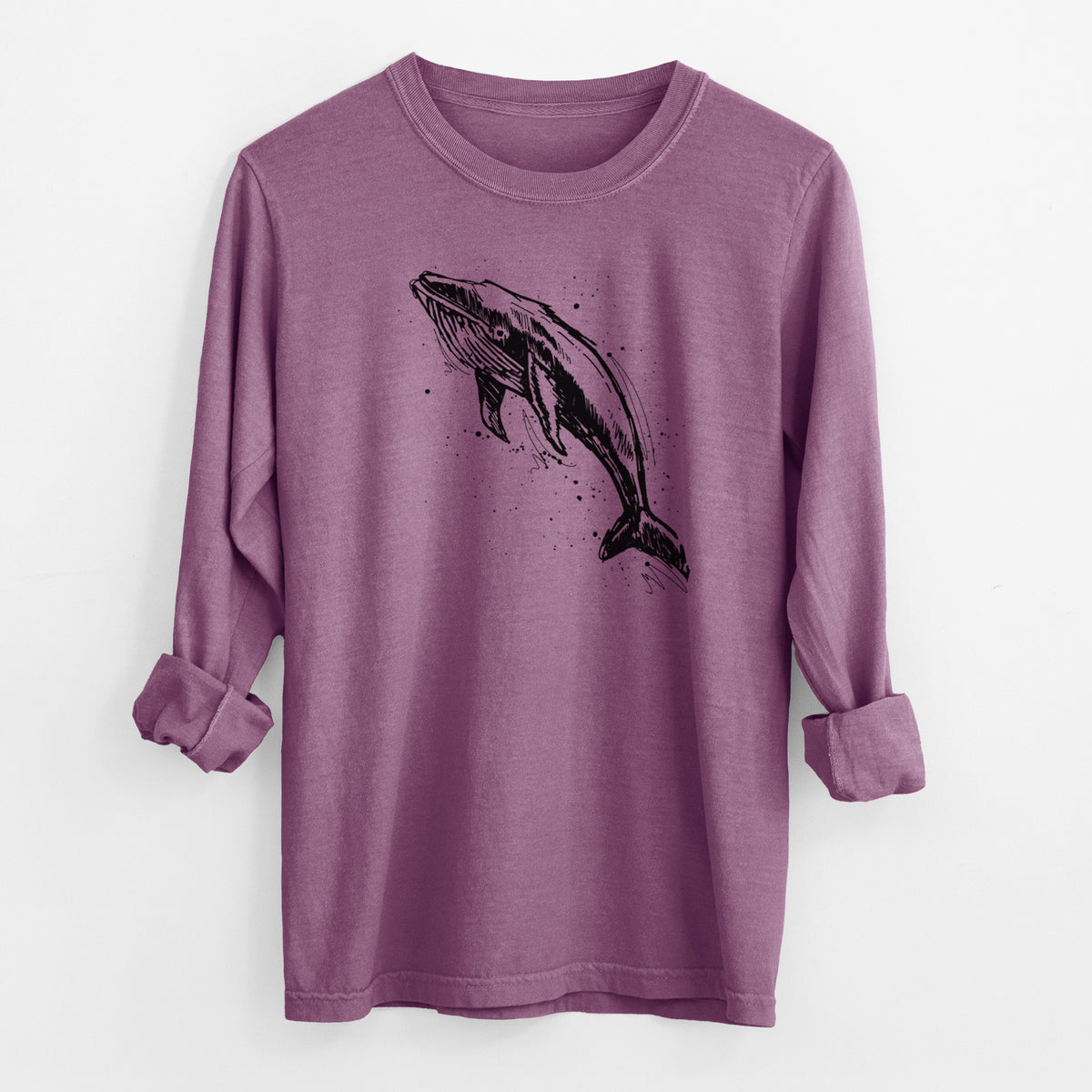 Humpback Whale - Men&#39;s Heavyweight 100% Cotton Long Sleeve