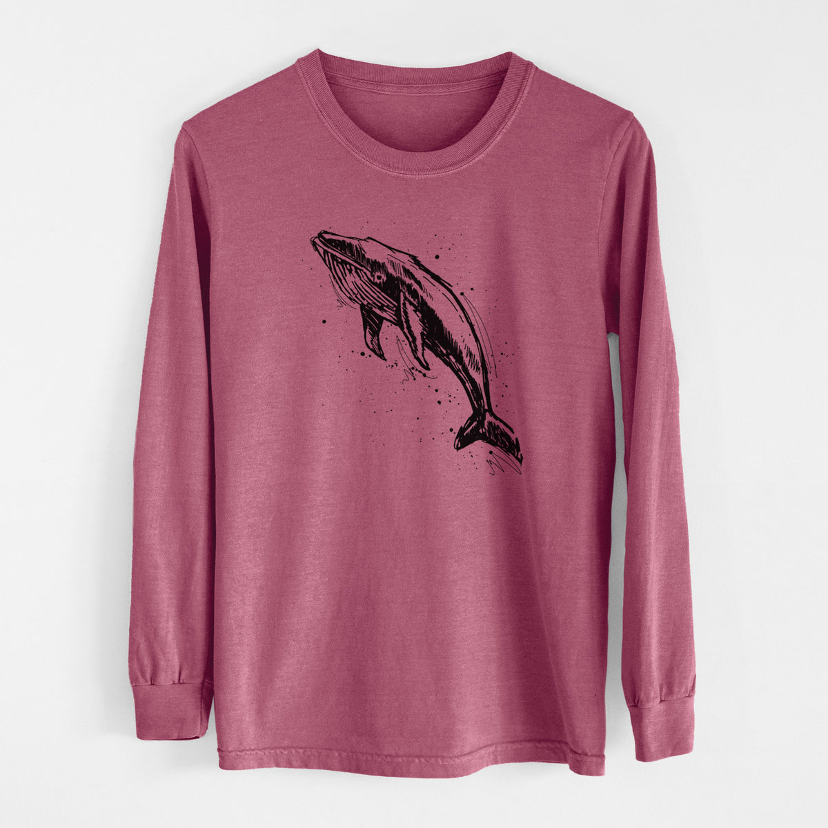 Humpback Whale - Men&#39;s Heavyweight 100% Cotton Long Sleeve