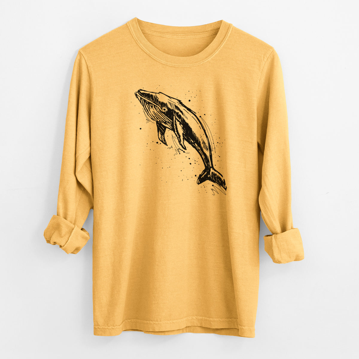 Humpback Whale - Men&#39;s Heavyweight 100% Cotton Long Sleeve