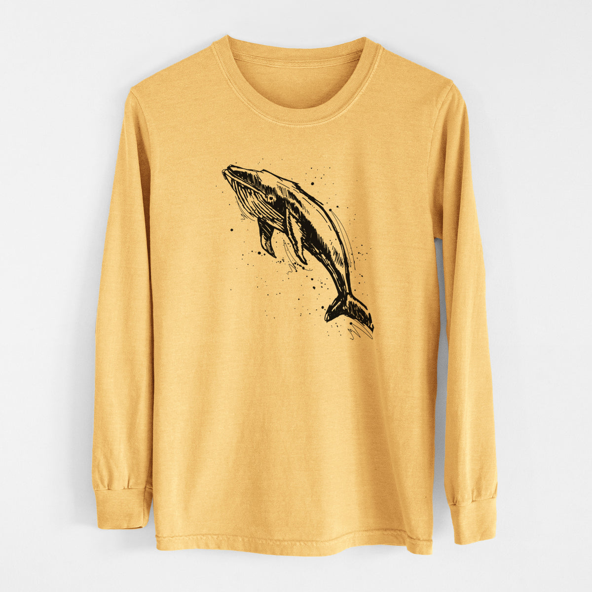 Humpback Whale - Men&#39;s Heavyweight 100% Cotton Long Sleeve