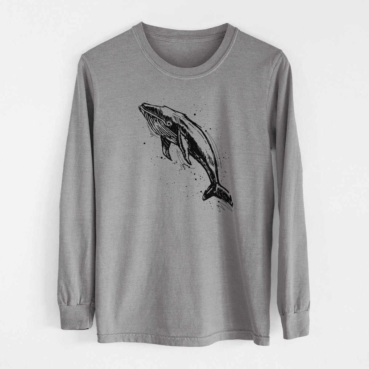 Humpback Whale - Men&#39;s Heavyweight 100% Cotton Long Sleeve