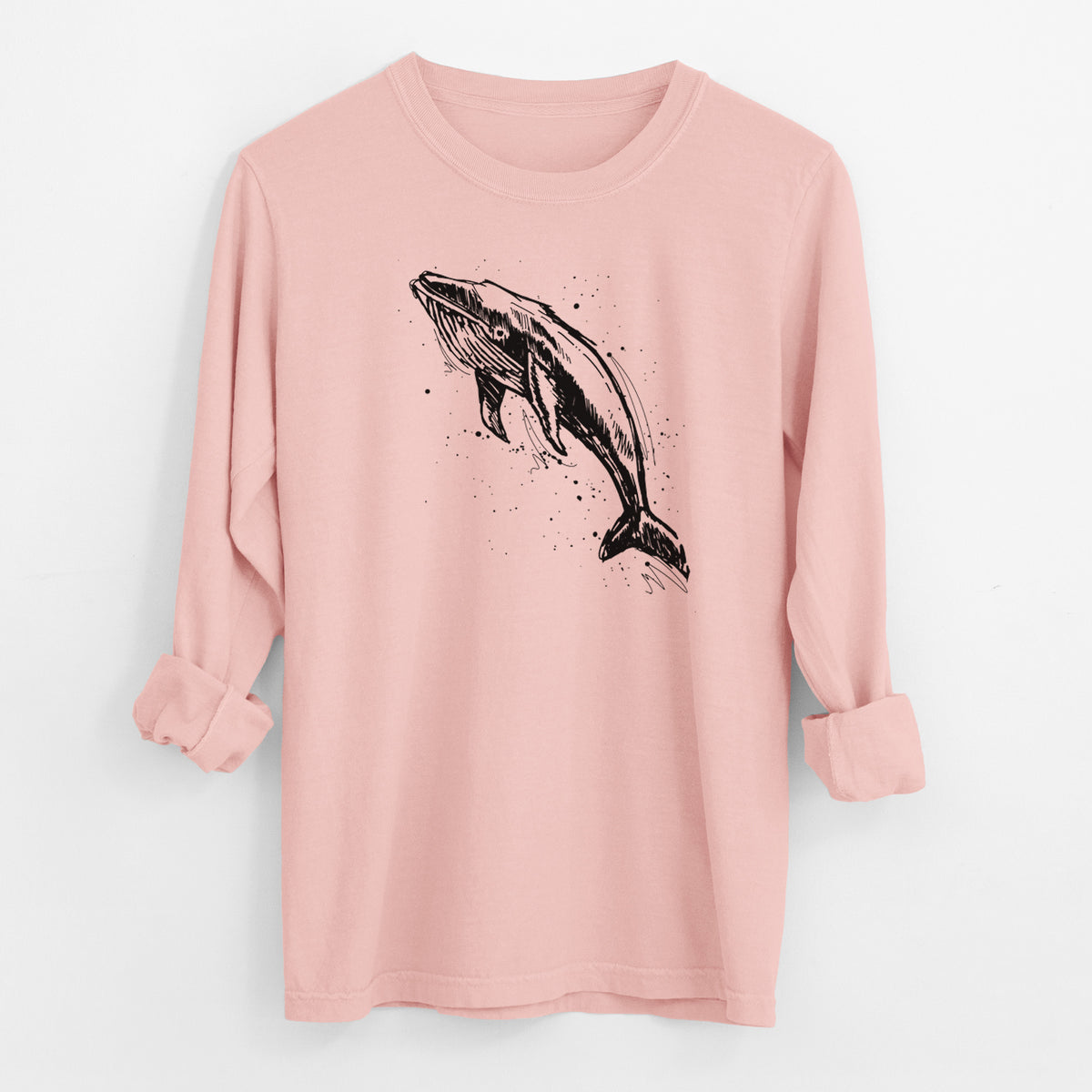 Humpback Whale - Men&#39;s Heavyweight 100% Cotton Long Sleeve