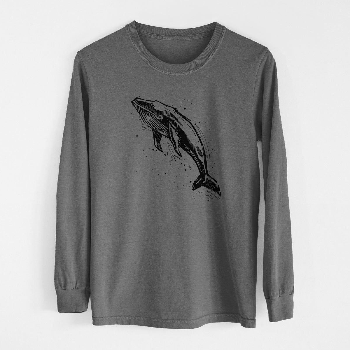 Humpback Whale - Men&#39;s Heavyweight 100% Cotton Long Sleeve