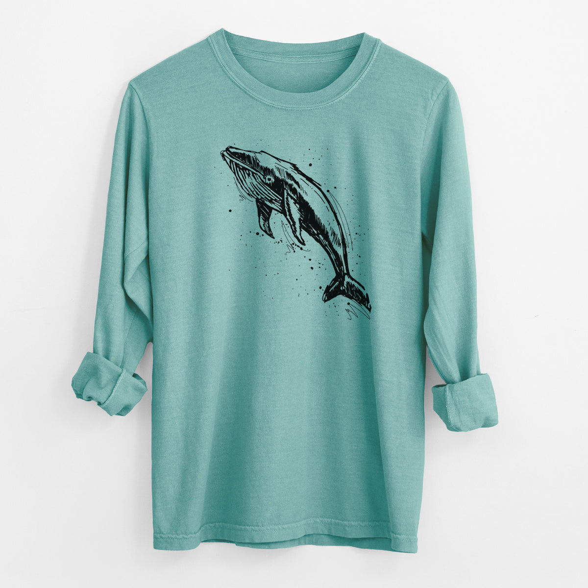 Humpback Whale - Men&#39;s Heavyweight 100% Cotton Long Sleeve