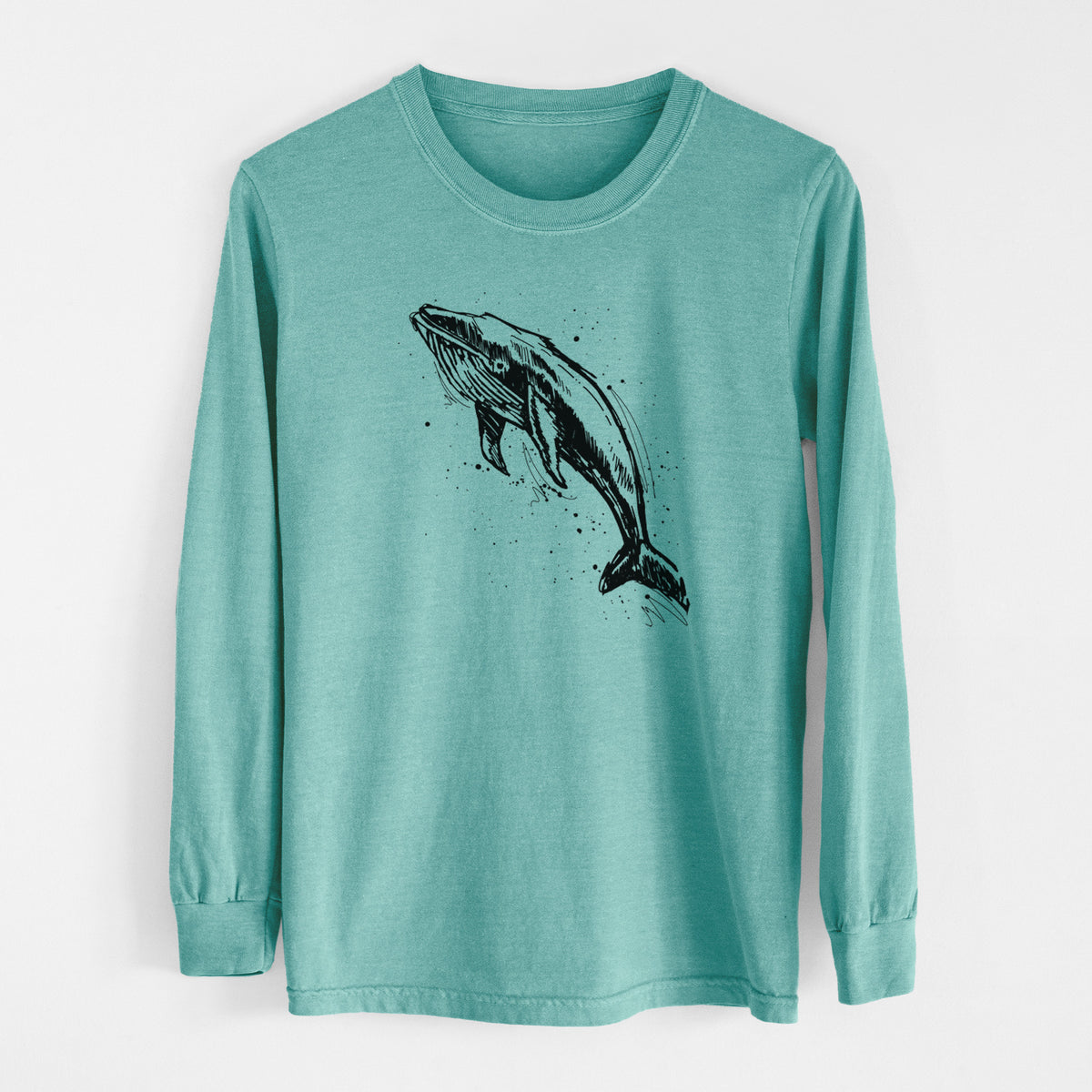 Humpback Whale - Men&#39;s Heavyweight 100% Cotton Long Sleeve