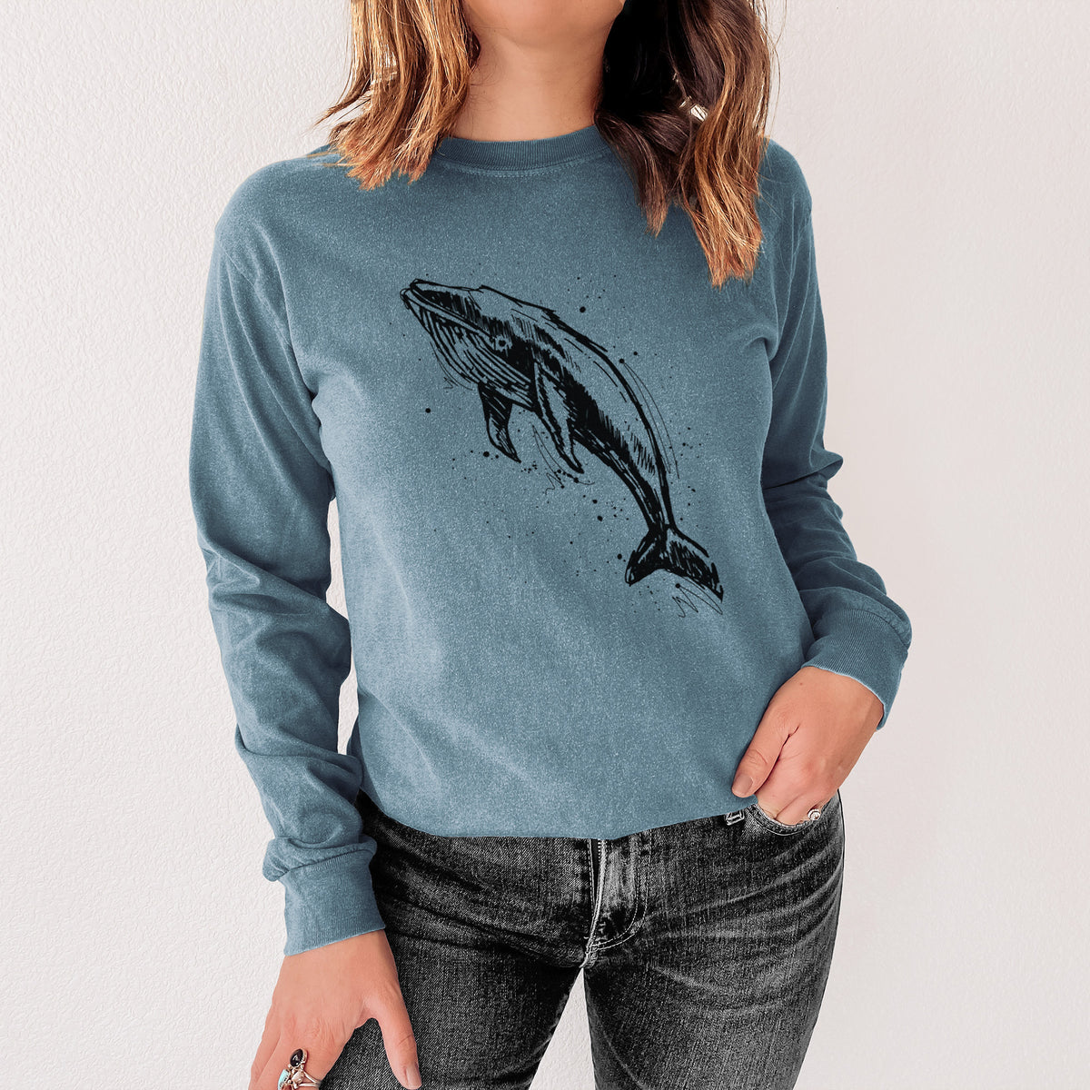 Humpback Whale - Unisex Comfort Colors 100% Cotton Long Sleeve