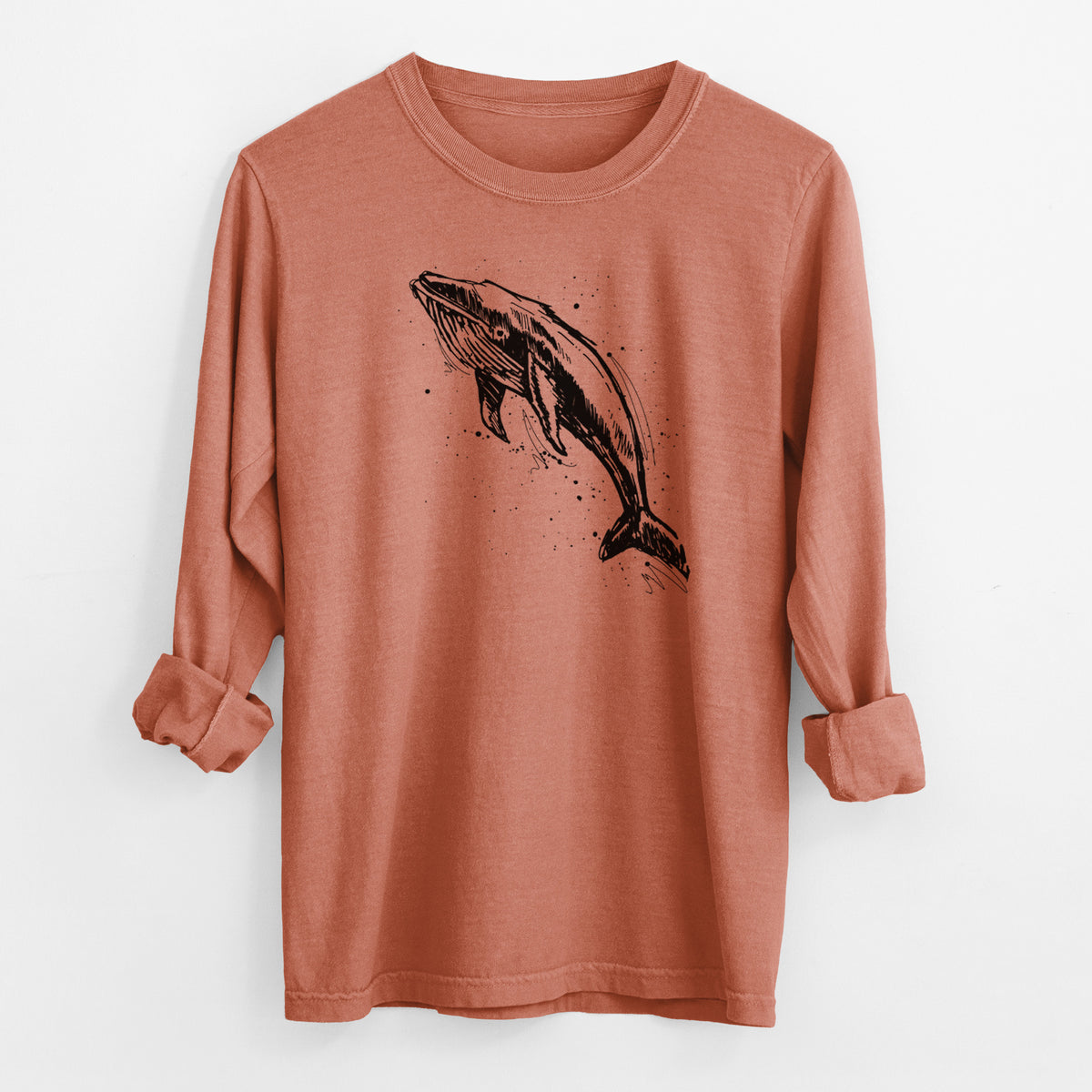 Humpback Whale - Men&#39;s Heavyweight 100% Cotton Long Sleeve