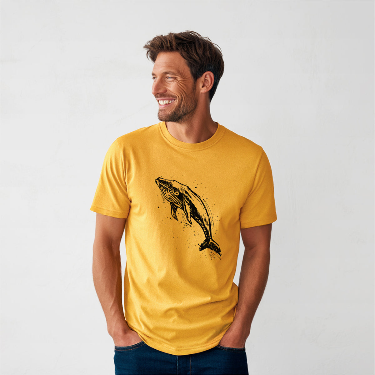 Humpback Whale - Heavyweight Men&#39;s 100% Organic Cotton Tee