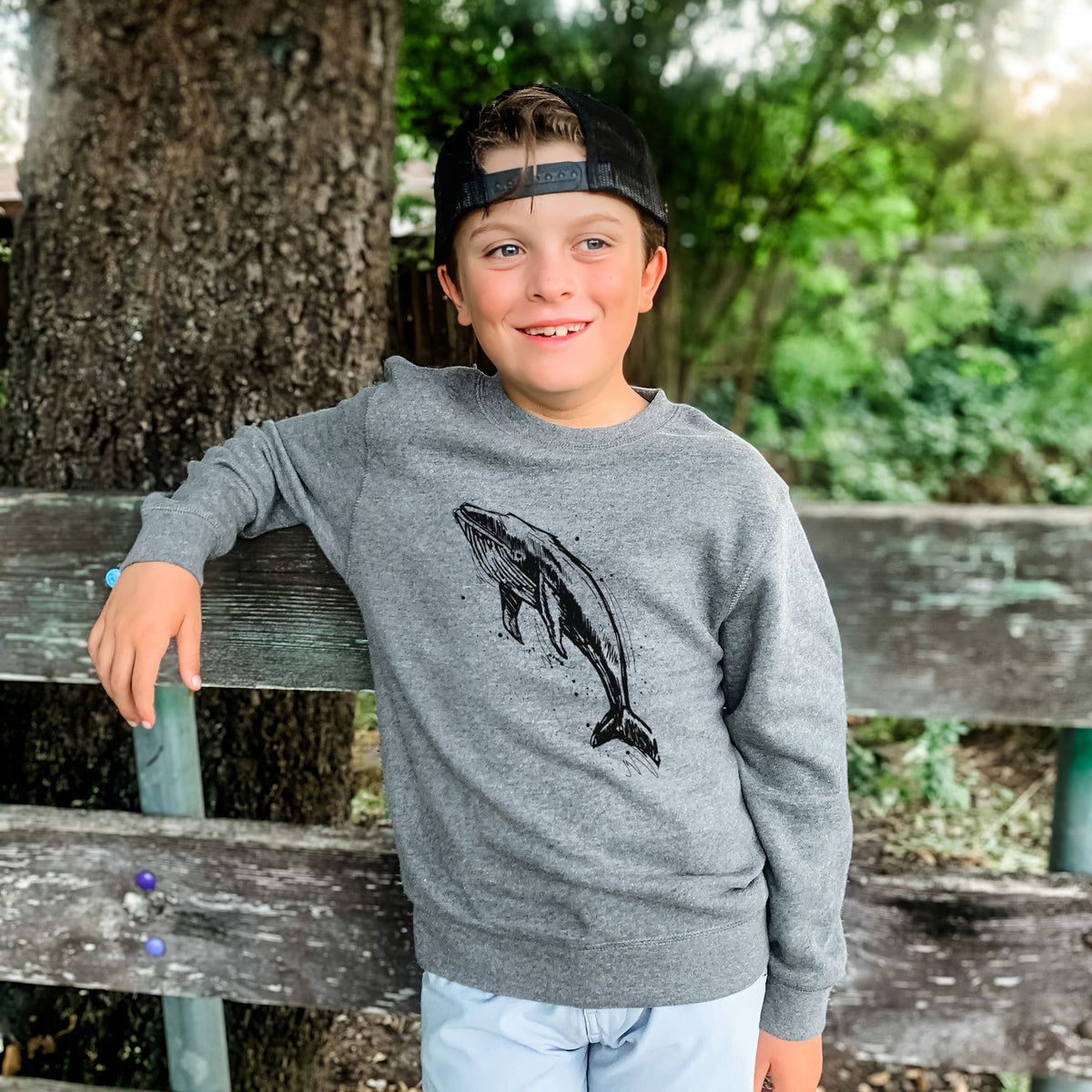 Humpback Whale - Youth Lightweight Crewneck Sweatshirt