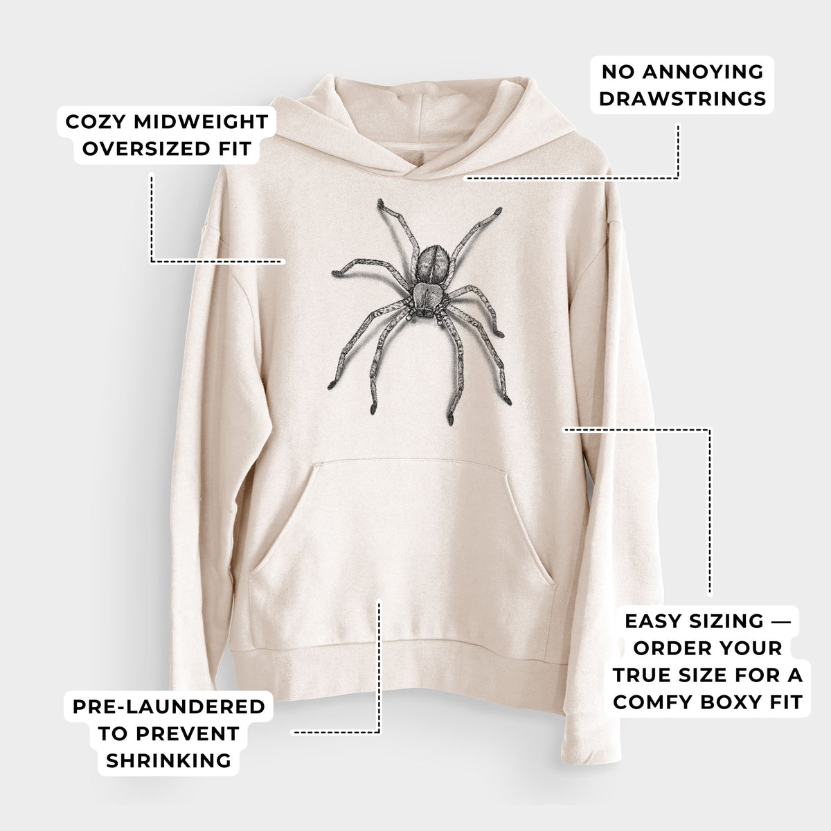 Huntsman Spider - Olios giganteus  - Bodega Midweight Hoodie