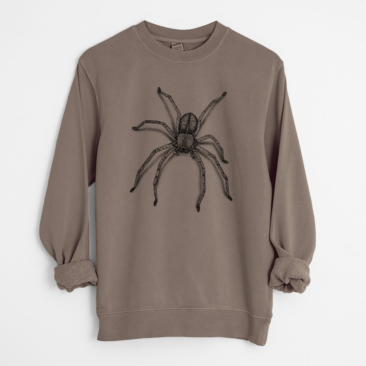 Huntsman Spider - Olios giganteus - Unisex Pigment Dyed Crew Sweatshirt in Espresso Brown Color