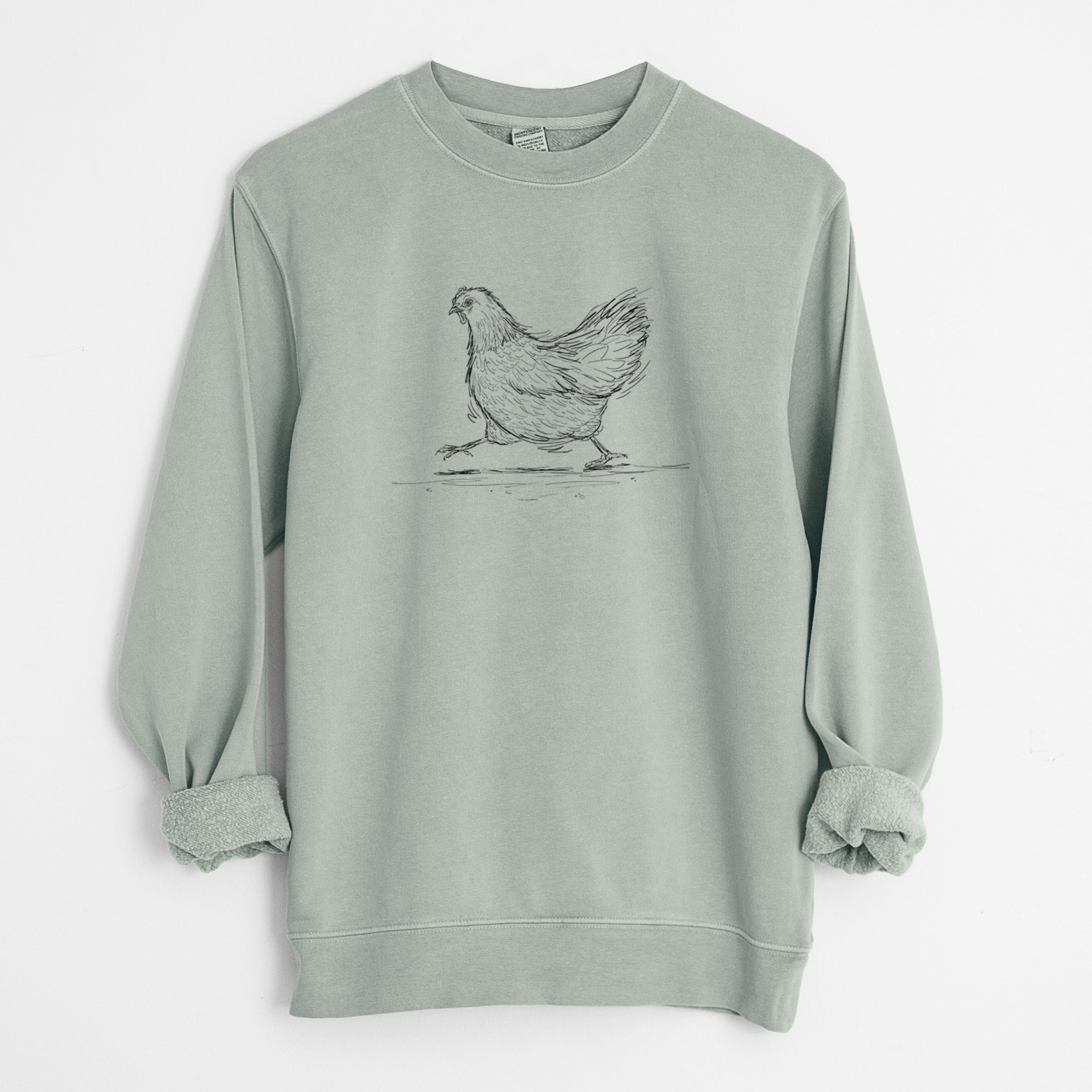 Hurried Hen - Orpington Chicken - Unisex Pigment Dyed Crew Sweatshirt