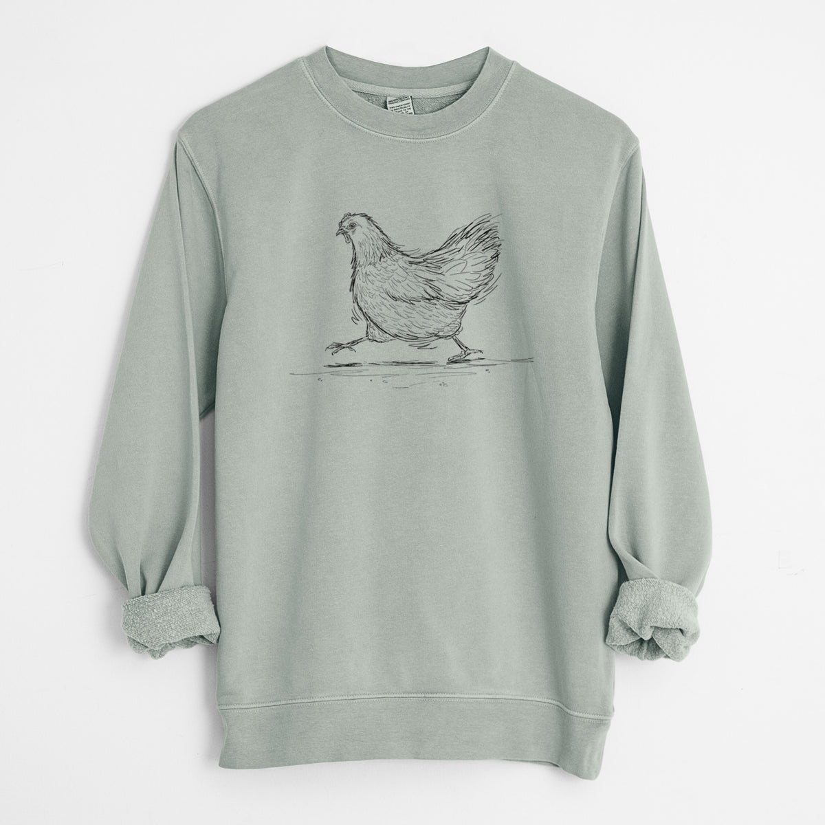 Hurried Hen - Orpington Chicken - Unisex Pigment Dyed Crew Sweatshirt