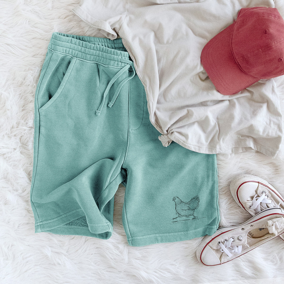 Hurried Hen - Orpington Chicken - Unisex Pigment Dyed Shorts