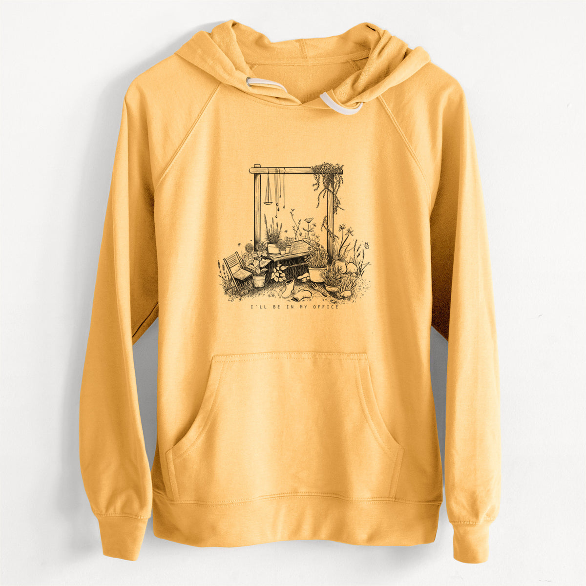 CLEARANCE - I&#39;ll Be In My Office — Garden  - Unisex Slim Fit Loopback Terry Hoodie