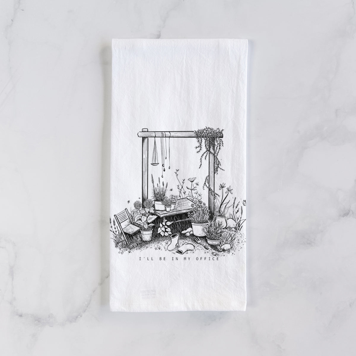 I&#39;ll Be In My Office — Garden Tea Towel