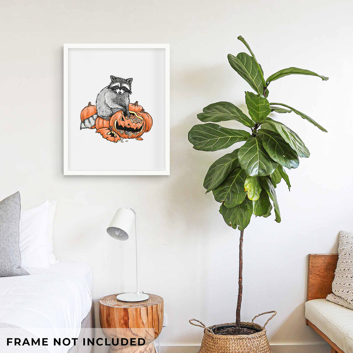 The Raccoon and the Jack-o'-Lantern - Fine Art Print