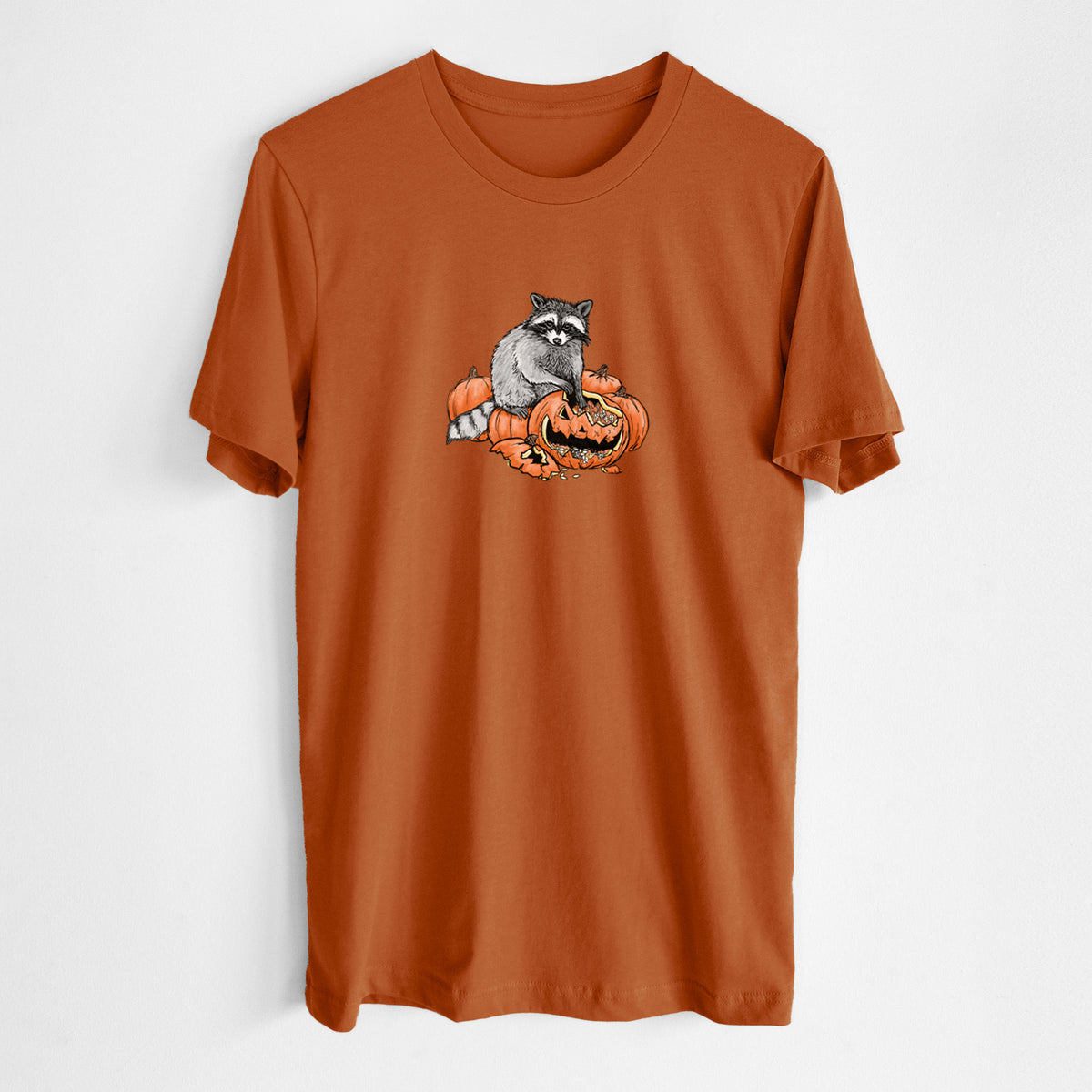 The Raccoon and the Jack-o'-Lantern - Lightweight 100% Cotton Unisex Crewneck