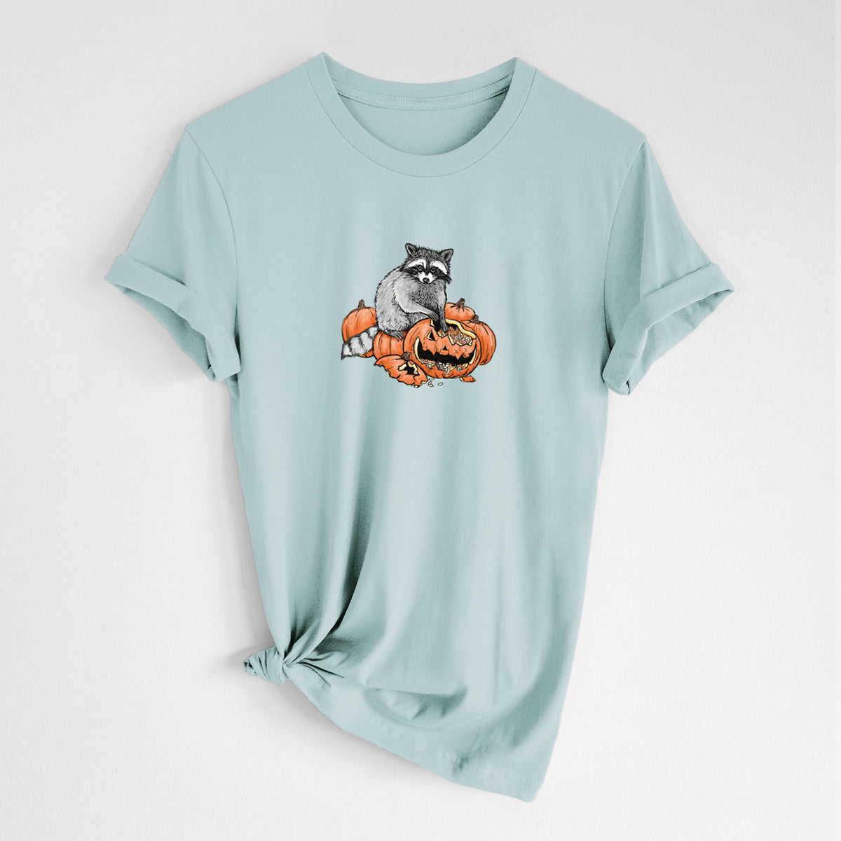 The Raccoon and the Jack-o'-Lantern - Lightweight 100% Cotton Unisex Crewneck