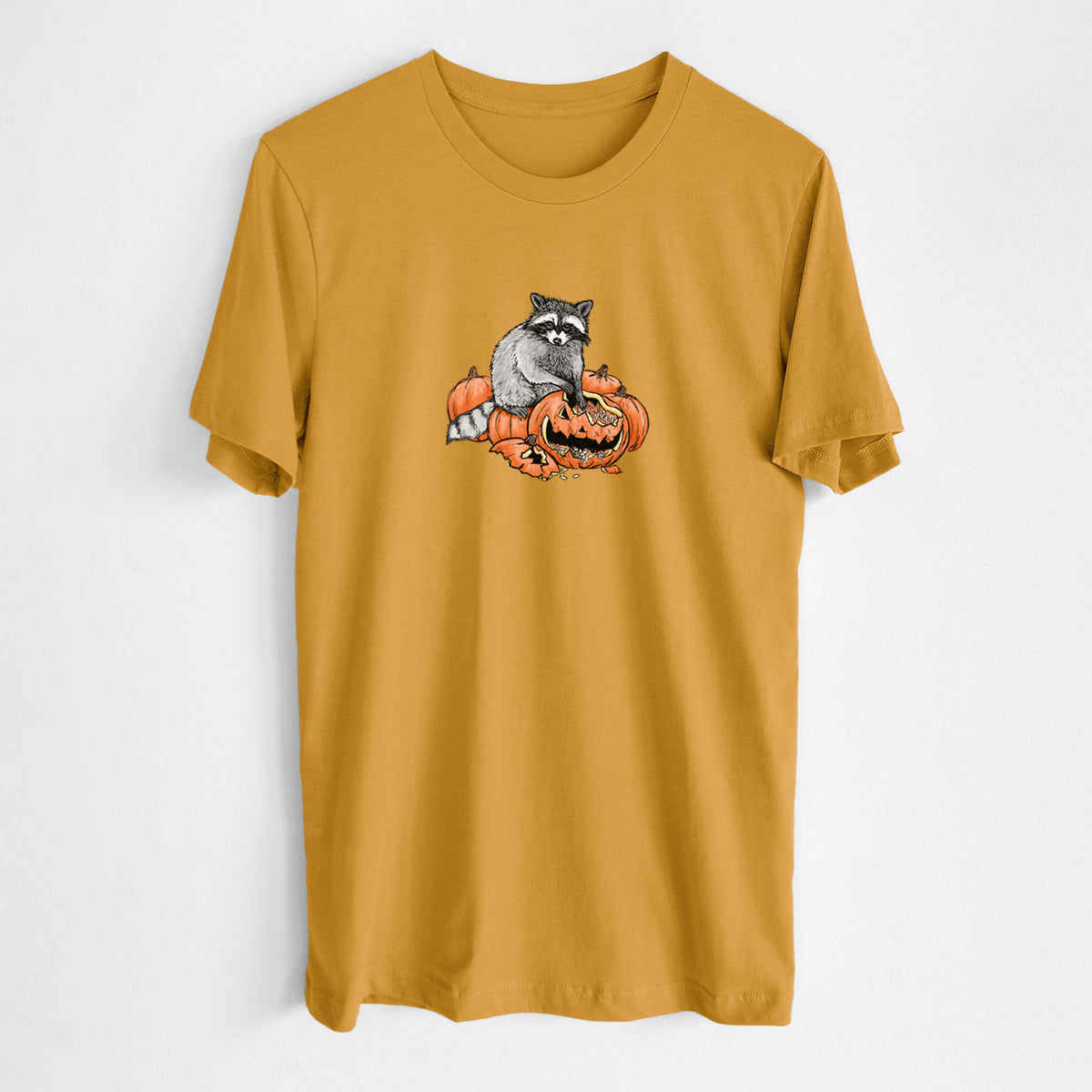 The Raccoon and the Jack-o'-Lantern - Lightweight 100% Cotton Unisex Crewneck