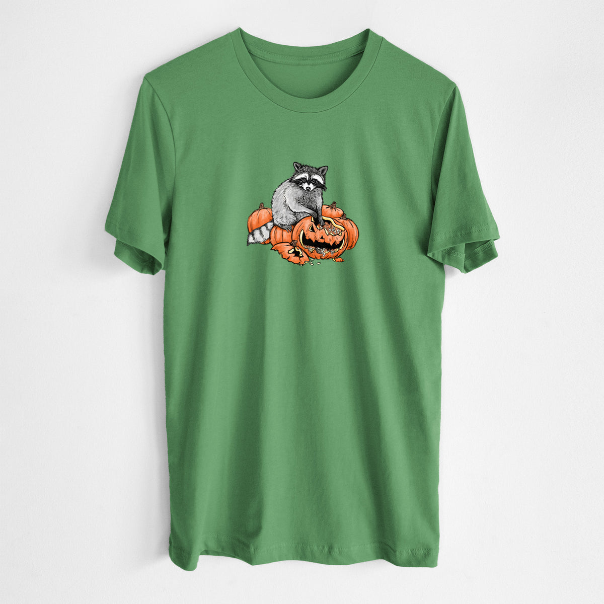 The Raccoon and the Jack-o'-Lantern - Lightweight 100% Cotton Unisex Crewneck