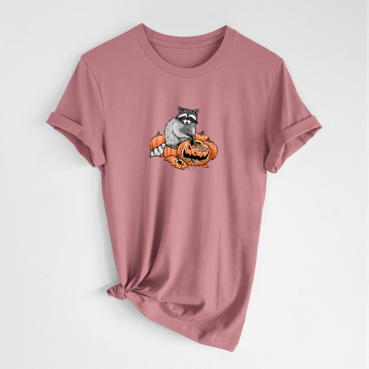 The Raccoon and the Jack-o'-Lantern - Lightweight 100% Cotton Unisex Crewneck