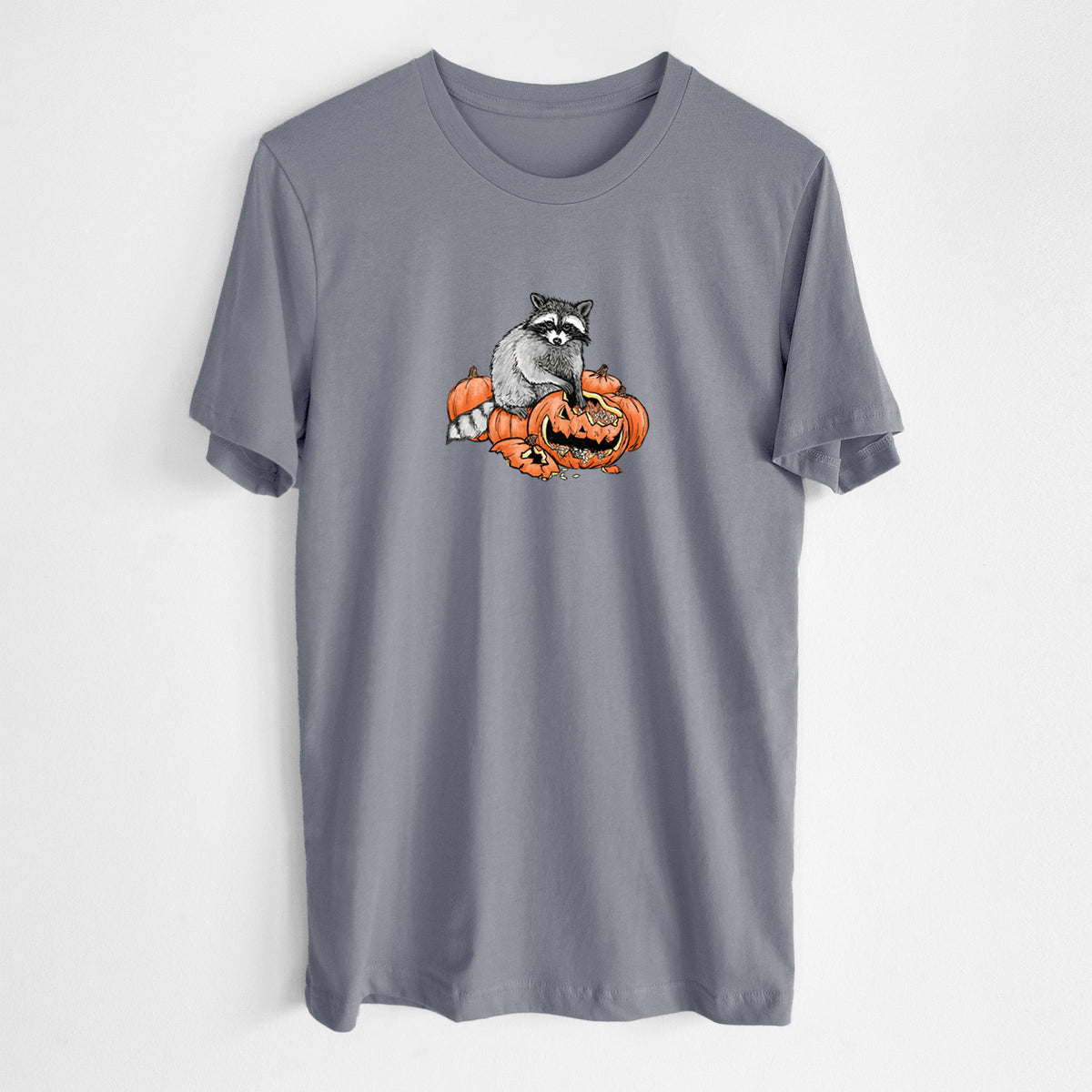 The Raccoon and the Jack-o'-Lantern - Lightweight 100% Cotton Unisex Crewneck