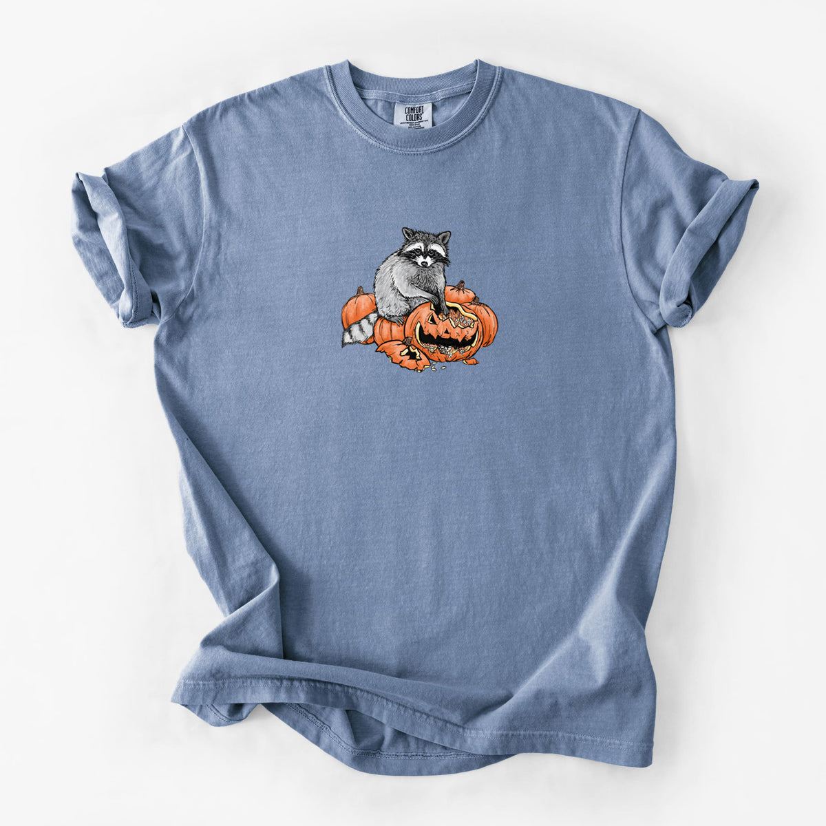 The Raccoon and the Jack-o'-Lantern - Unisex Comfort Colors Garment-Dyed Heavyweight T-shirt