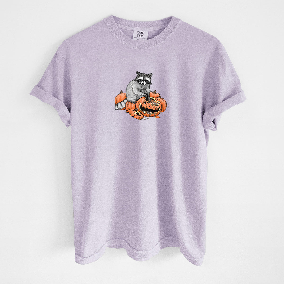 The Raccoon and the Jack-o'-Lantern - Unisex Comfort Colors Garment-Dyed Heavyweight T-shirt
