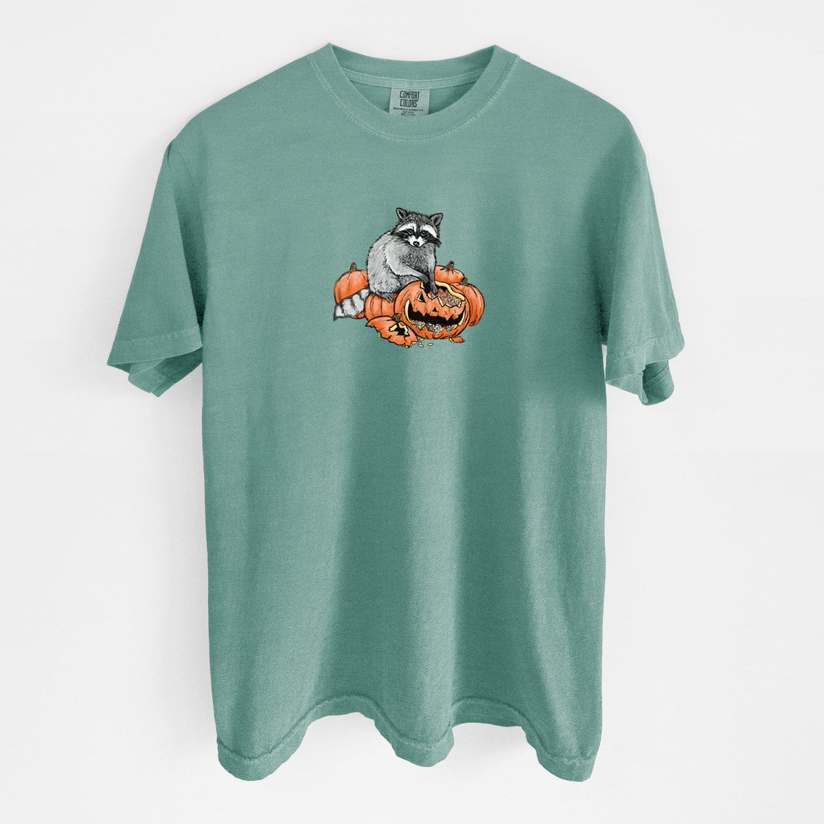 The Raccoon and the Jack-o'-Lantern - Unisex Comfort Colors Garment-Dyed Heavyweight T-shirt