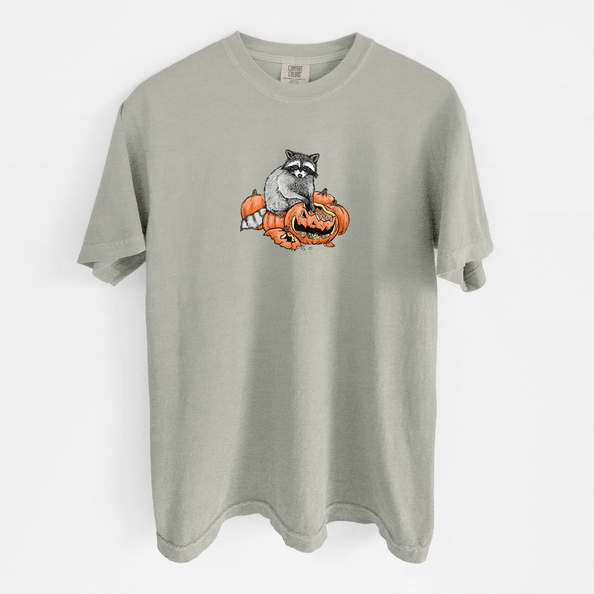 The Raccoon and the Jack-o'-Lantern - Unisex Comfort Colors Garment-Dyed Heavyweight T-shirt