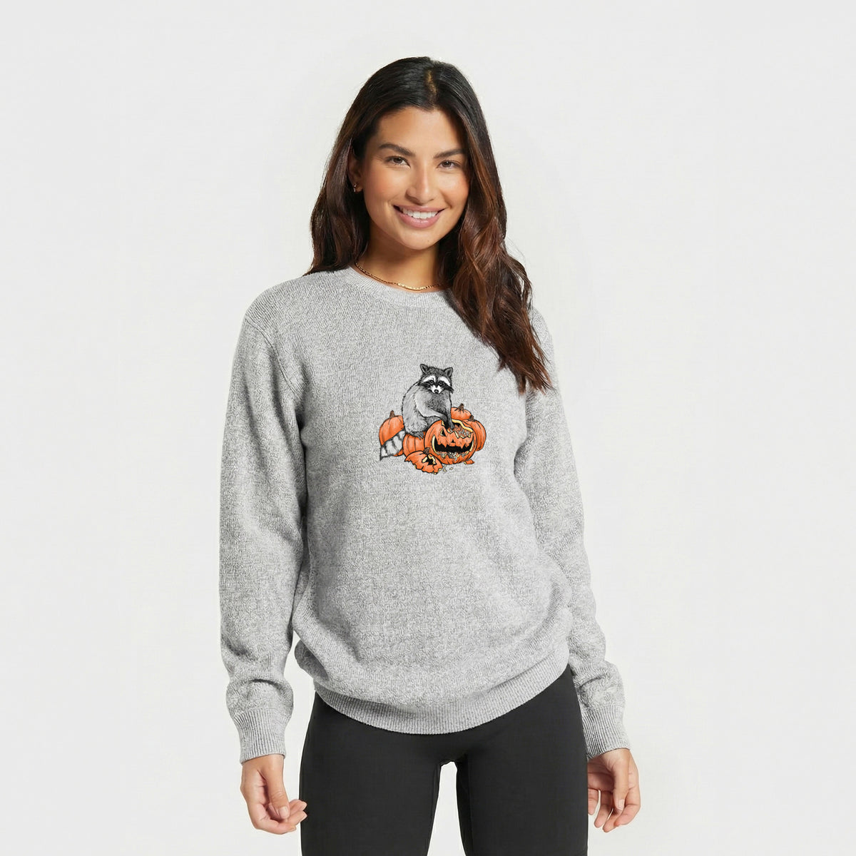 The Raccoon and the Jack-o'-Lantern - Knit Sweatshirt