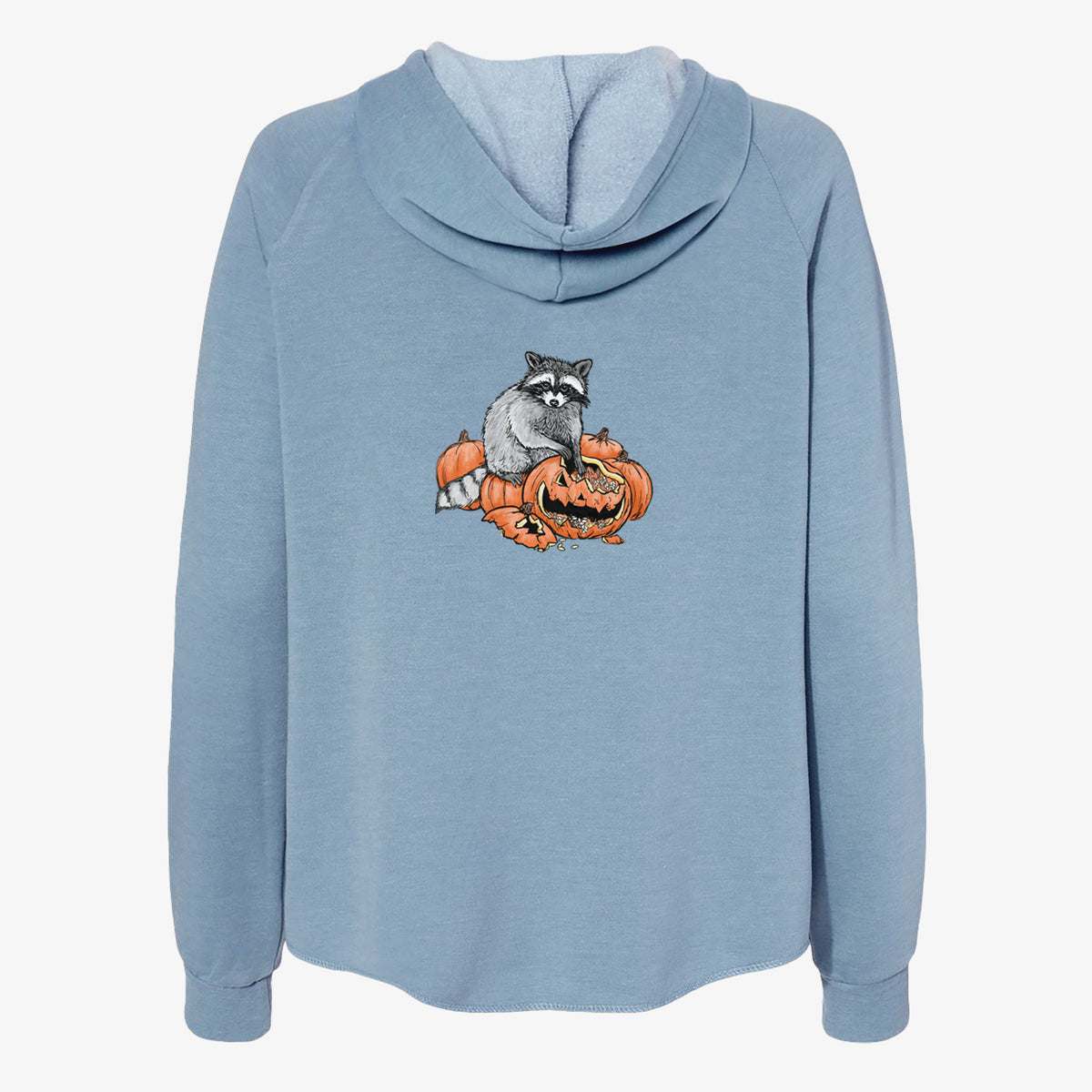 The Raccoon and the Jack-o'-Lantern - Women's Cali Wave Zip-Up Sweatshirt
