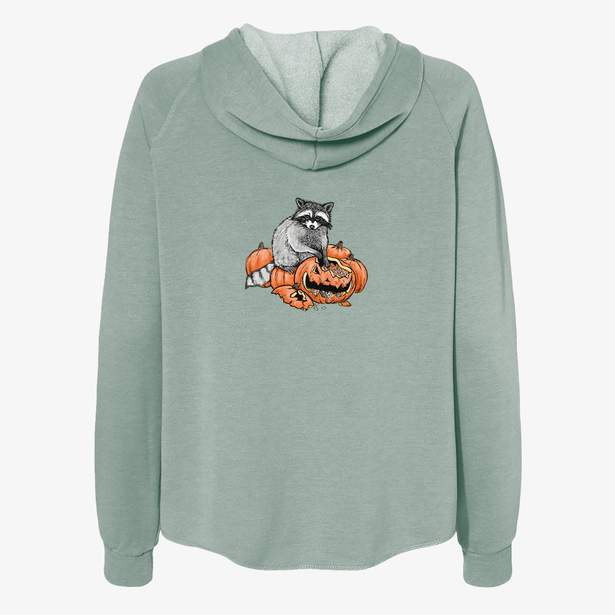 The Raccoon and the Jack-o'-Lantern - Women's Cali Wave Zip-Up Sweatshirt