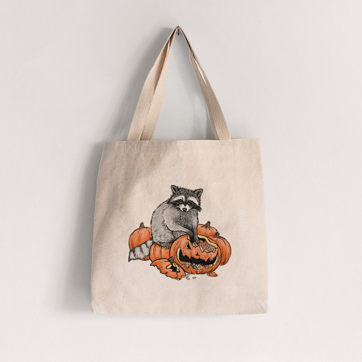 The Raccoon and the Jack-o'-Lantern - Tote Bag