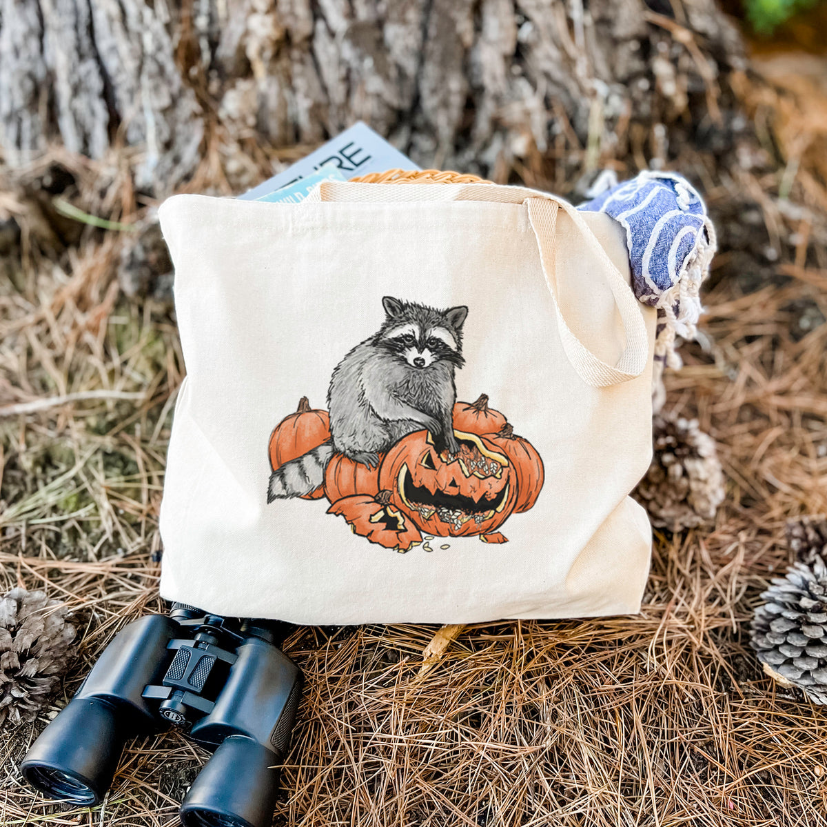 The Raccoon and the Jack-o'-Lantern - Tote Bag