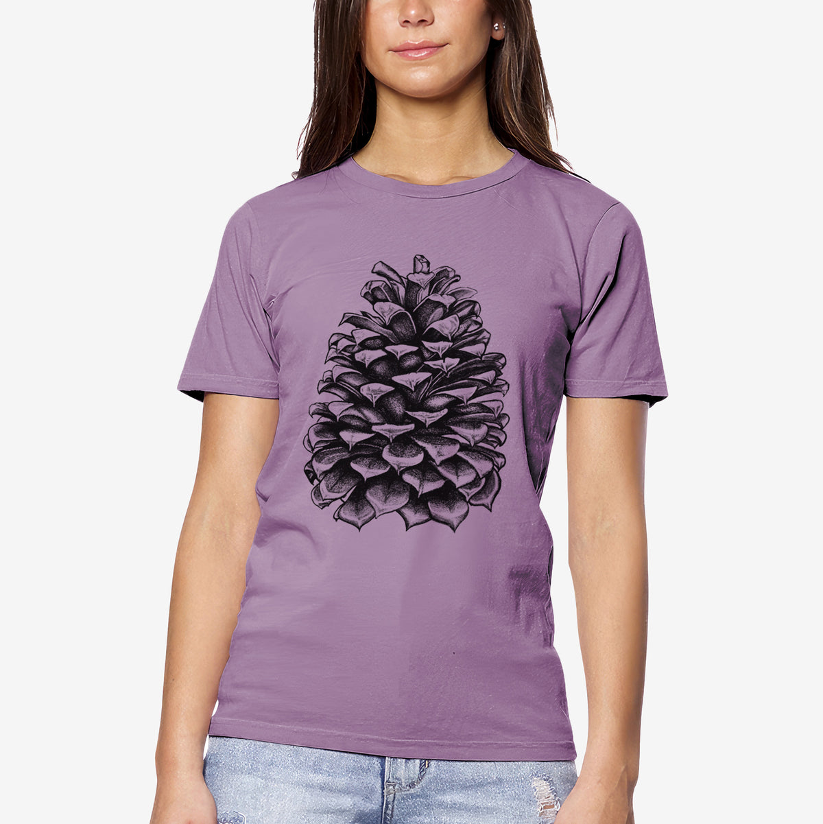 CLOSEOUT - Pinus Jeffreyi - Jeffrey Pine Cone - Unisex Crewneck - Made in USA - 100% Organic Cotton