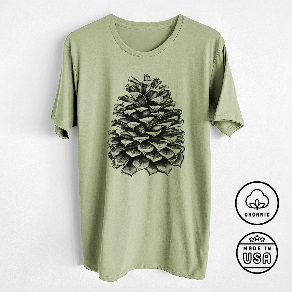 CLOSEOUT - Pinus Jeffreyi - Jeffrey Pine Cone - Unisex Crewneck - Made in USA - 100% Organic Cotton