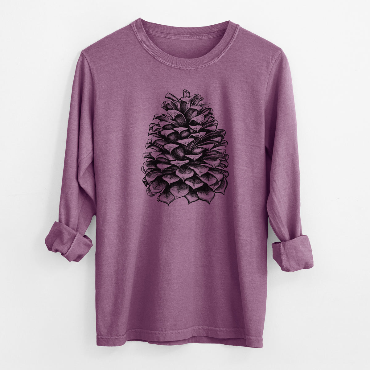 Pinus Jeffreyi - Jeffrey Pine Cone - Men&#39;s Heavyweight 100% Cotton Long Sleeve