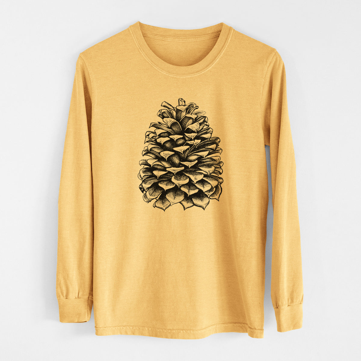 Pinus Jeffreyi - Jeffrey Pine Cone - Men&#39;s Heavyweight 100% Cotton Long Sleeve