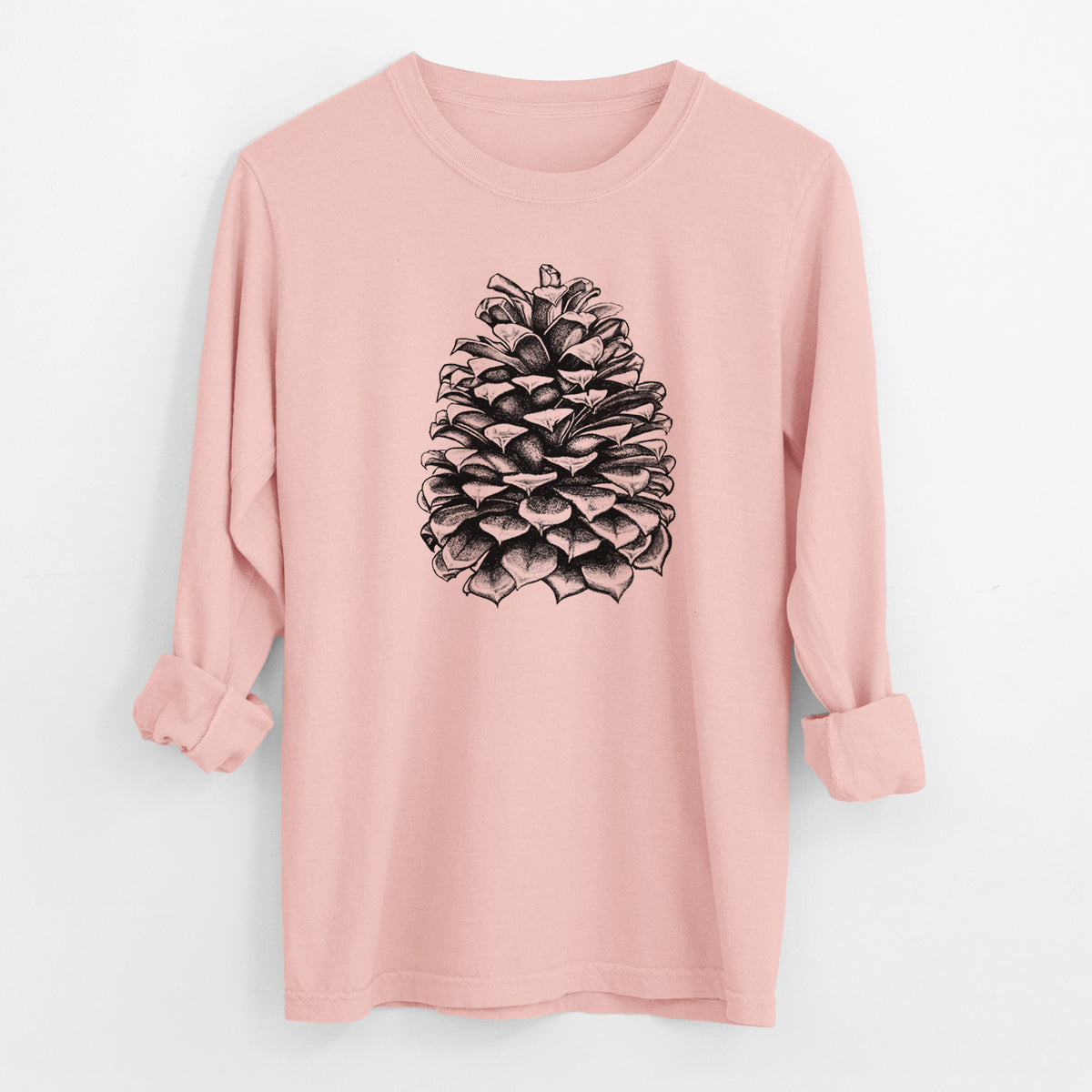 Pinus Jeffreyi - Jeffrey Pine Cone - Men&#39;s Heavyweight 100% Cotton Long Sleeve