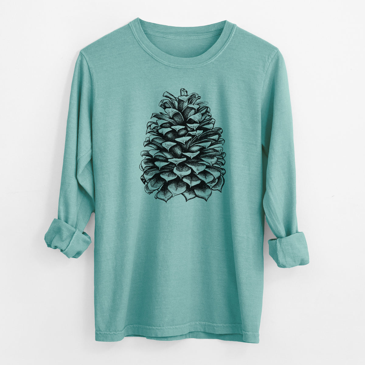 Pinus Jeffreyi - Jeffrey Pine Cone - Men&#39;s Heavyweight 100% Cotton Long Sleeve