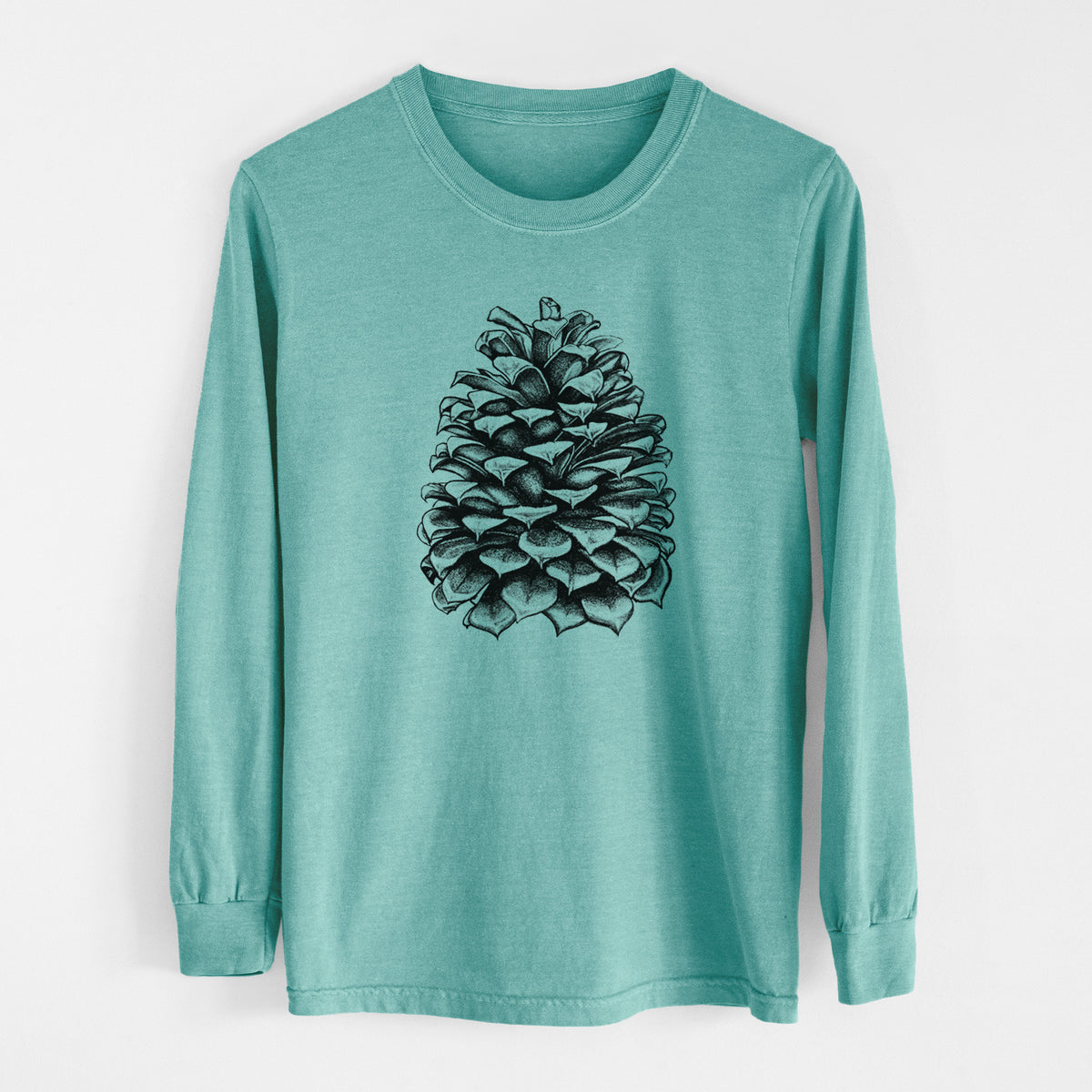 Pinus Jeffreyi - Jeffrey Pine Cone - Men&#39;s Heavyweight 100% Cotton Long Sleeve