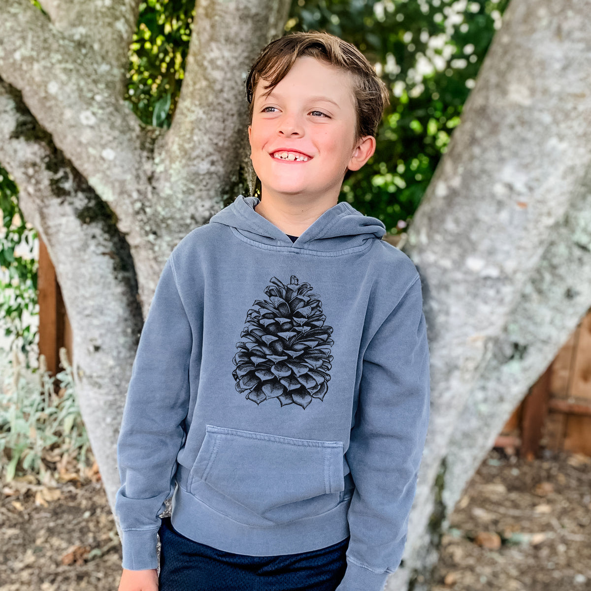 Pinus Jeffreyi - Jeffrey Pine Cone - Youth Pigment Dyed Hoodie