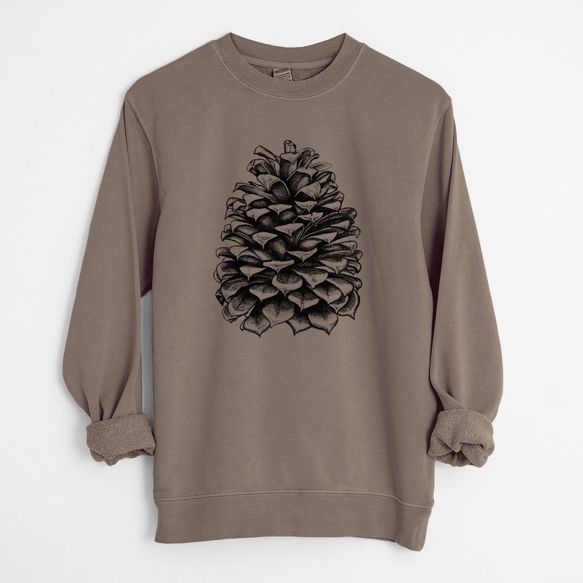 Pinus Jeffreyi - Jeffrey Pine Cone - Unisex Pigment Dyed Crew Sweatshirt in Espresso Brown Color